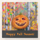 Niedlich Happy Halloween Pumpkin Face Glasuntersetzer (Vorderseite)