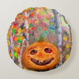 Niedlich Happy Halloween Pumpkin Face Rundes Kissen
