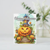 Niedlich Happy Halloween Pumpkin Postkarte (Stehend Vorderseite)
