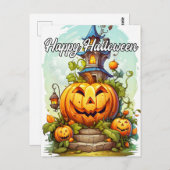 Niedlich Happy Halloween Pumpkin Postkarte (Vorne/Hinten)