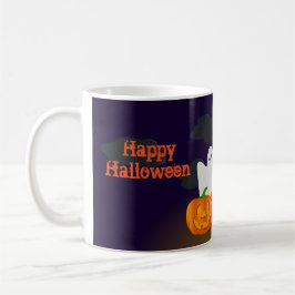 Niedlich Happy Halloween Pumpkin und Black Cat Kaffeetasse
