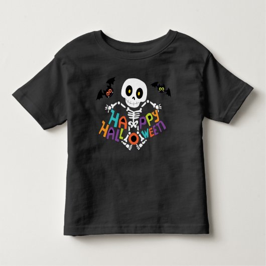 Niedlich Happy Halloween Skeleton Kleinkind T-shirt (Vorderseite)