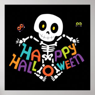 Niedlich Happy Halloween Skeleton Poster