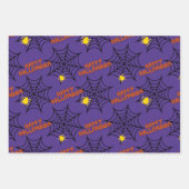 Niedlich Happy Halloween Spider Webmuster Geschenkpapier Set (Vorderseite)
