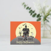 Niedlich Happy Halloween Spuk House Postcard Postkarte (Stehend Vorderseite)