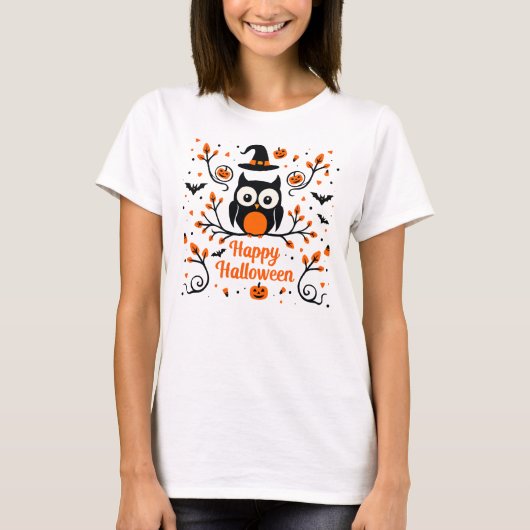 Niedlich Happy Halloween T-Shirt (Vorderseite)