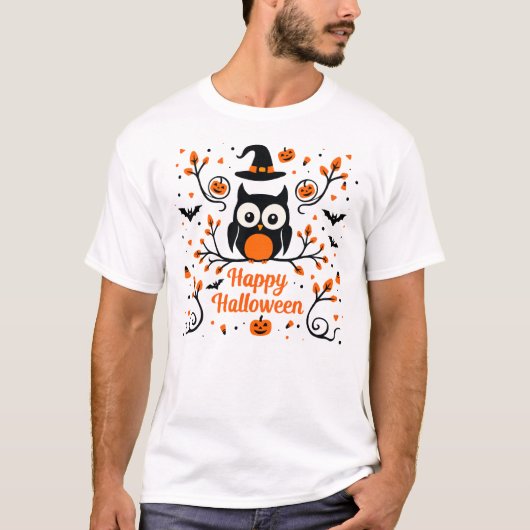Niedlich Happy Halloween T-Shirt (Vorderseite)