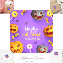 Niedlich Happy Halloween Trick oder Treat Bag Quadratischer Aufkleber