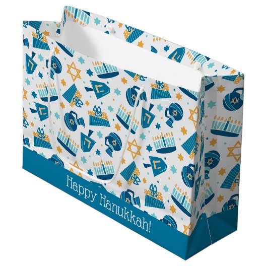 Niedlich Happy Hanukkah Jumbo-Geschenktasche Große Geschenktüte (Vorderseite Schrägansicht)