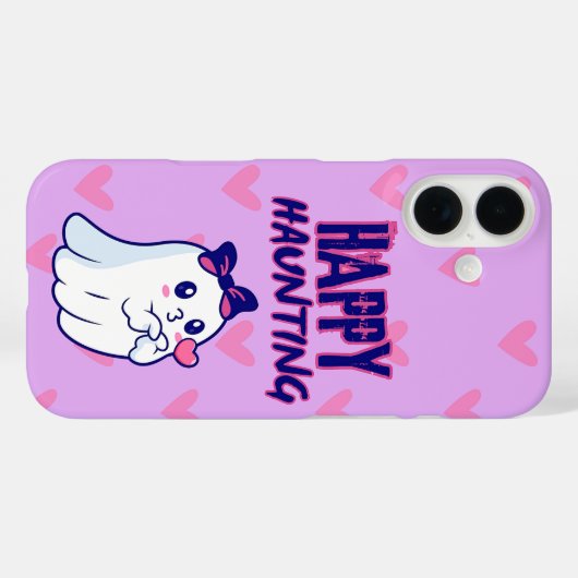 Niedlich Happy Haunting Ghost iPhone Case (Rückseite (Horizontal))