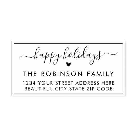 Niedlich Happy Holidays Script Rücksendeadresse Gummistempel (Prägung)