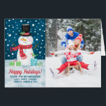 Niedlich Happy Holidays Snowman Foto Weihnachtskar<br><div class="desc">Teilen Sie Ihre Weihnachtsgrüße mit dieser liebenswerten Weihnachtskarte. Es zeigt einen Schneemann in einer schneebedeckten Nacht. Fügen Sie ein Foto Ihrer Familie hinzu. Ideal,  um Ihre Familie und Freunde für den Urlaub zu schicken. Entworfen für Sie von BlackBerry Boulevard.</div>