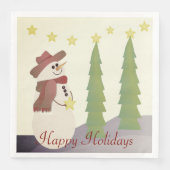 Niedlich Happy Holidays Snowman Serviette (Vorderseite)