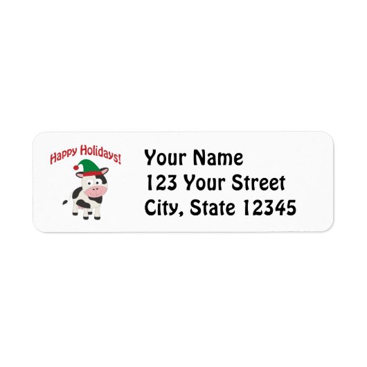 Niedlich Happy Holidays Weihnachtself Kuh (Vorne)
