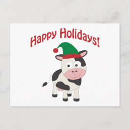 Niedlich Happy Holidays Weihnachtself Kuh Feiertagspostkarte