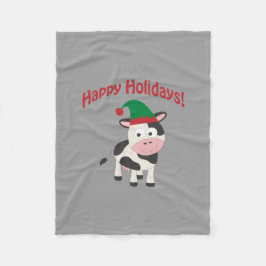 Niedlich Happy Holidays Weihnachtself Kuh Fleecedecke