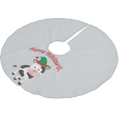 Niedlich Happy Holidays Weihnachtself Kuh Polyester Weihnachtsbaumdecke (Schrägansicht)