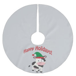 Niedlich Happy Holidays Weihnachtself Kuh Polyester Weihnachtsbaumdecke