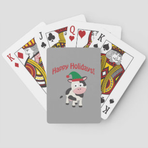 Niedlich Happy Holidays Weihnachtself Kuh Spielkarten