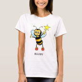 Niedlich Happy Honey Bee mit Star auf Sky Blue T - T-Shirt (Vorderseite)