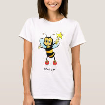 Niedlich Happy Honey Bee mit Star auf Sky Blue T -