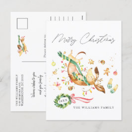 Niedlich Happy Hund Dackel Weihnachtslicht Feiertagspostkarte