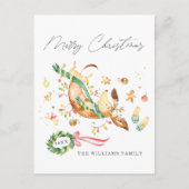 Niedlich Happy Hund Dackel Weihnachtslicht Feiertagspostkarte (Vorderseite)