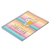 Niedlich Happy Ice Cream Pinguin Cartoon Illustrat Notizblock (Linke Seite)