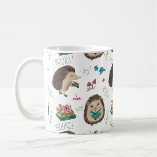 Niedlich Happy Igel Lieben Bücher Kaffeetasse (Links)