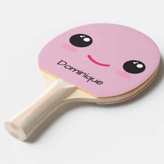 Niedlich Happy Kawaii Face - Customizable Name Tischtennis Schläger