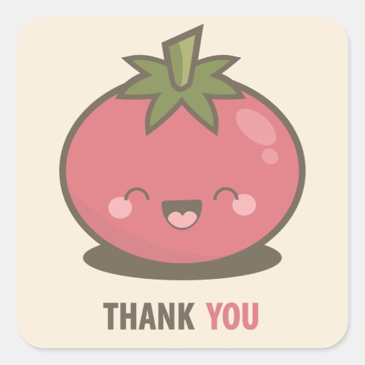 Niedlich Happy Kawaii Tomato Danke Stickers (Vorderseite)