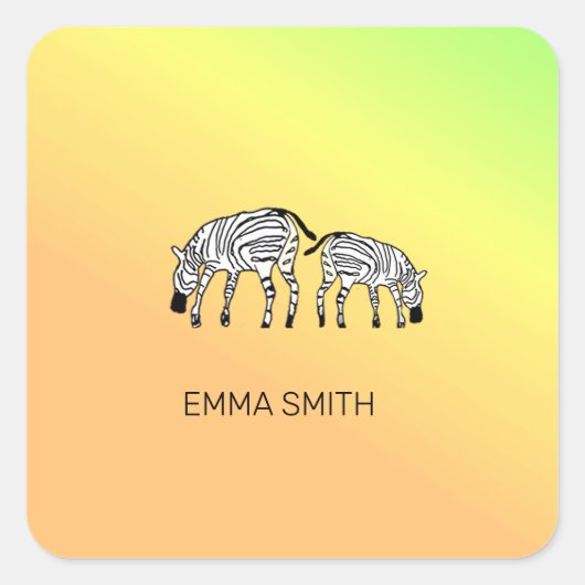 Niedlich Happy Kenyan Zebras Quadratischer Aufkleber (Vorderseite)