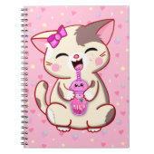 Niedlich Happy Kitty Pink Strawberry Milk Notebook Notizblock (Vorderseite)
