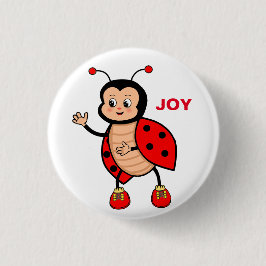 Niedlich Happy Ladybug Cartoon Button