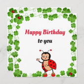 Niedlich Happy Ladybug Geburtstagskarte (Vorne/Hinten)