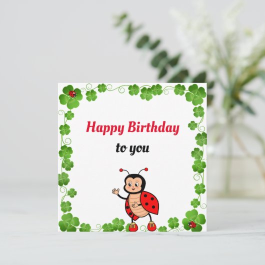 Niedlich Happy Ladybug Geburtstagskarte (Stehend Vorderseite)