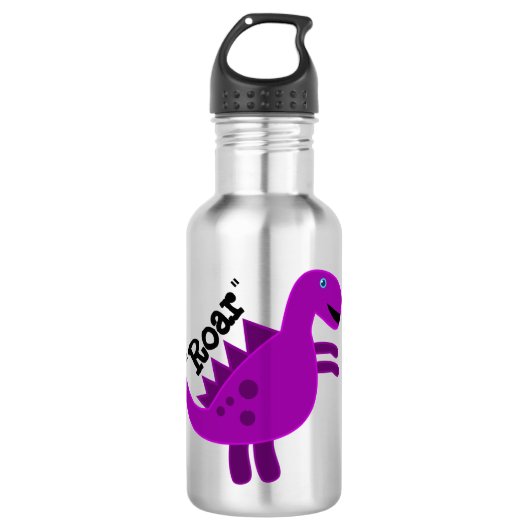 Niedlich Happy Lila Dinosaur Edelstahlflasche (Vorderseite)