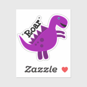 Niedlich Happy Lila Dinosaur Roar Aufkleber