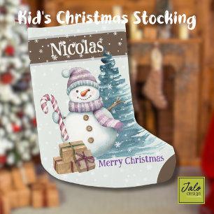 Niedlich Happy Lila Snowman mit Presents Kleiner Weihnachtsstrumpf