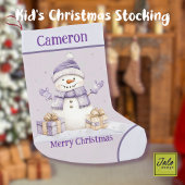 Niedlich Happy Lila Snowman präsentiert frohe Weih Kleiner Weihnachtsstrumpf