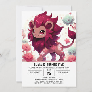 Niedlich Happy Lion Digital Geburtstag Einladung