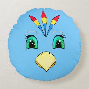 Niedlich Happy Macaw Bird Face Rundes Kissen