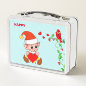 Niedlich Happy Magic Elf & Little Bird Metall Brotdose (Rückseite)