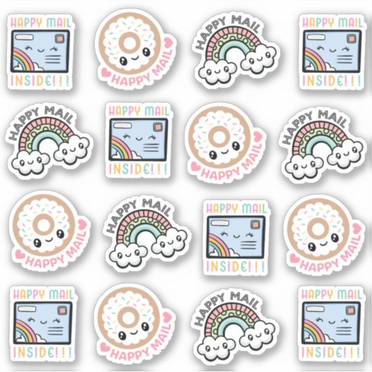 Niedlich Happy Mail Aufkleber (Vorderseite)