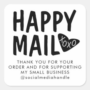 Niedlich Happy Mail Vielen Dank, dass Sie Business Quadratischer Aufkleber