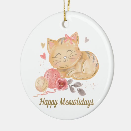 Niedlich Happy Mewolidays Cat Keramik Ornament (Links)