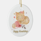Niedlich Happy Mewolidays Cat Keramik Ornament (Rechts)