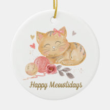 Niedlich Happy Mewolidays Cat Keramik Ornament