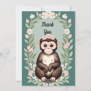 Niedlich Happy Monkey Flat Dankeschön Karte