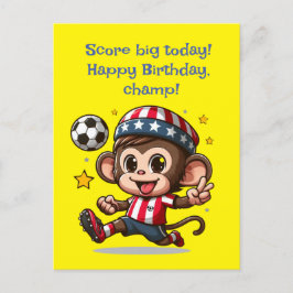 Niedlich Happy Monkey Soccer Player Card Postkarte